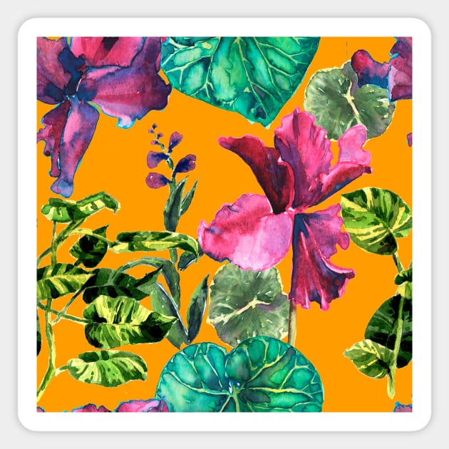 Seamless tropical flower Sticker by Olga Berlet